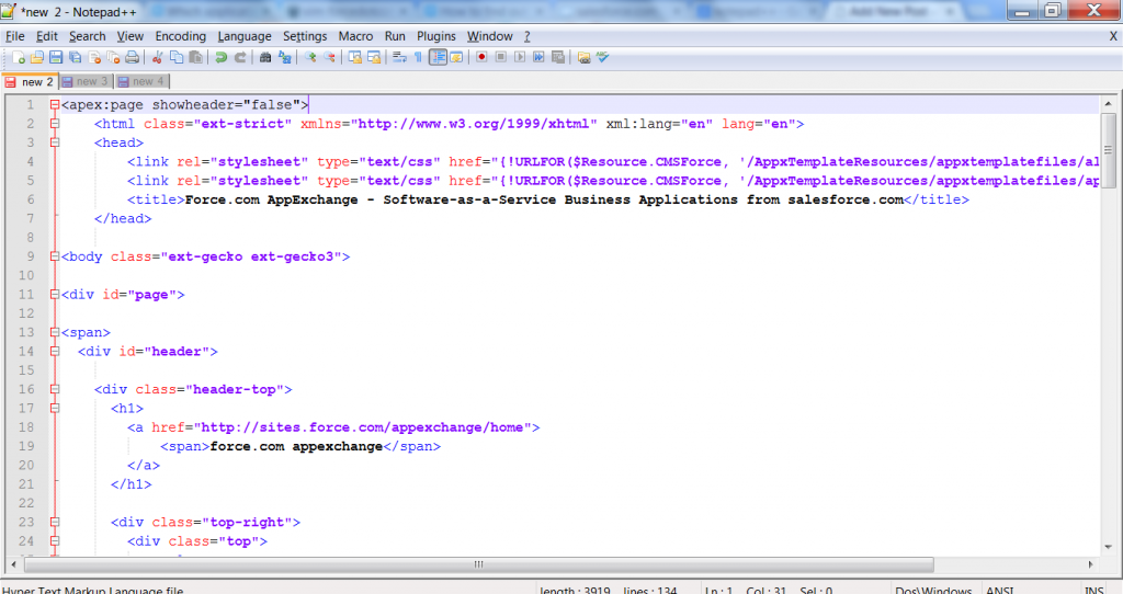 View Visualforce page in Notepad++