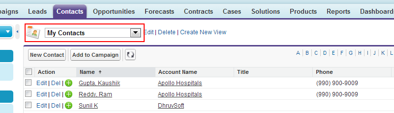 List view display in Salesforce.com