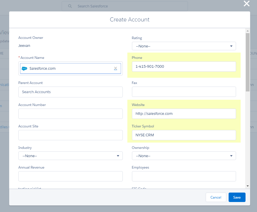 Accounts Auto Populate Salesforce