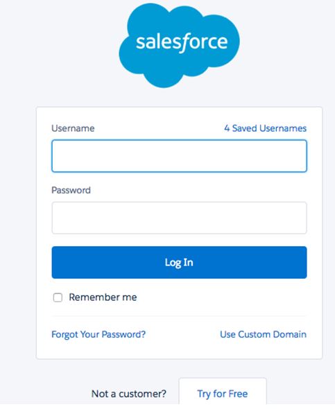 Click Log In appexchange