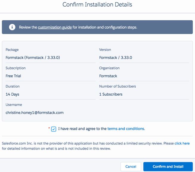 Confirming Installation Details