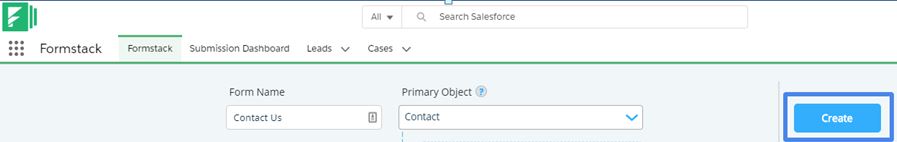 Enter Form name and select the primary object