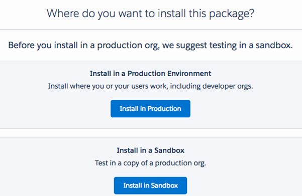 install the app in Production or Sandbox