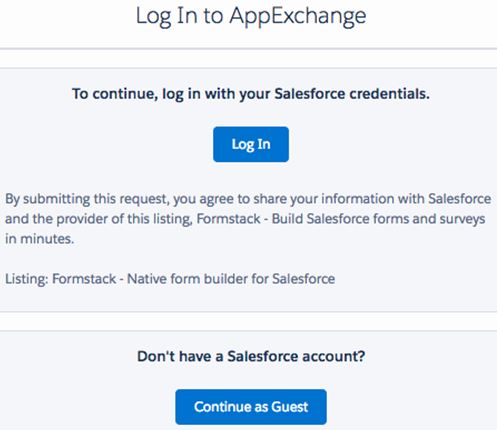 login to the AppExchange