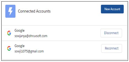 Connected Account Einstein Activity Capture setup menu