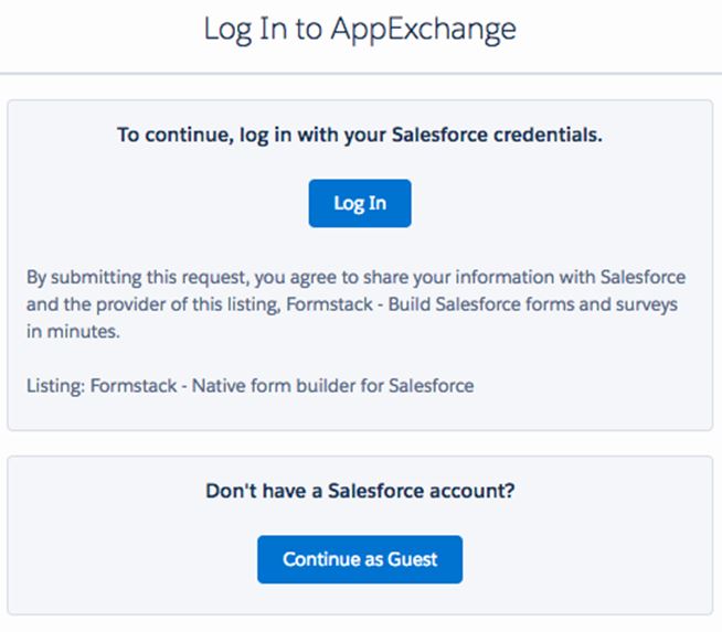 Login to the AppExchange