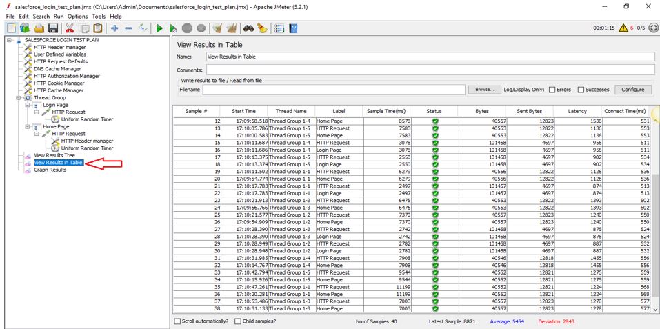 result table - Salesforce application testing