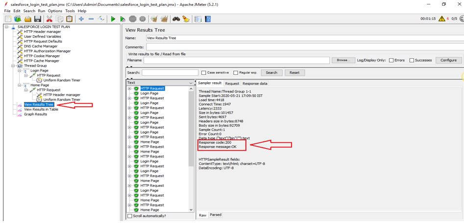 result tree - Salesforce application testing