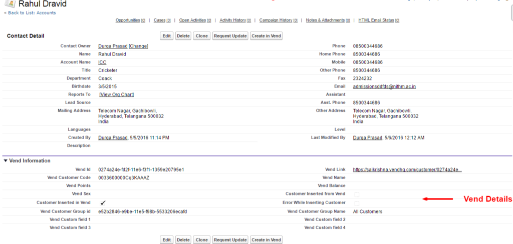 Salesforce to Vend Integration Connector