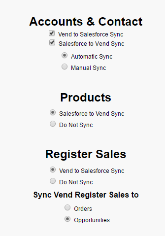 Vend to Salesforce.com Integration